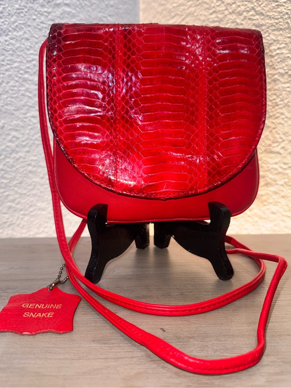 Vintage Jennifer Moore Genuine Snake Red Leather Crossbody Shoulder Purse Bag